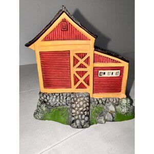 Handcrafted Ceramic Red Barn Figurine Rustic Design Approx. 5.5" Height 5.75" Wi
